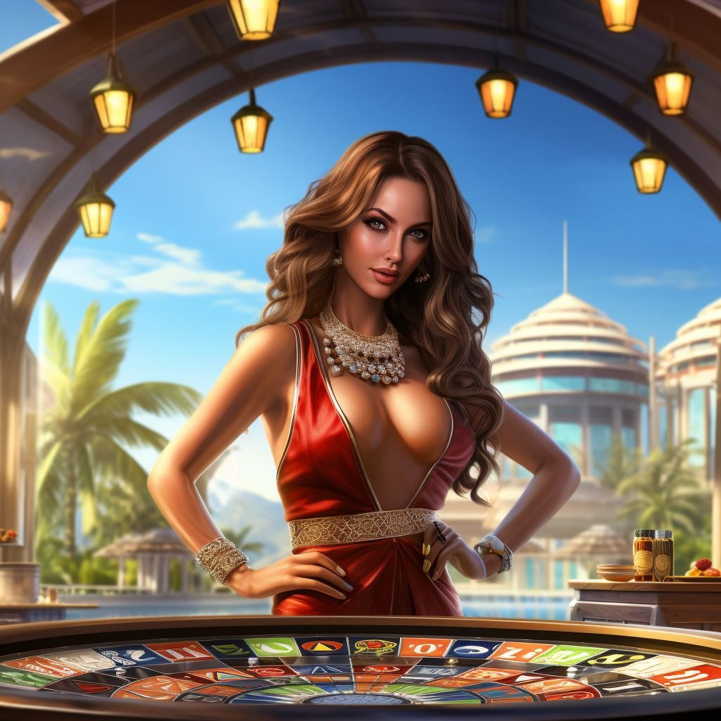 Studio live-dealer French Roulette dengan dealer profesional dan roda roulette